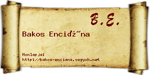 Bakos Enciána névjegykártya